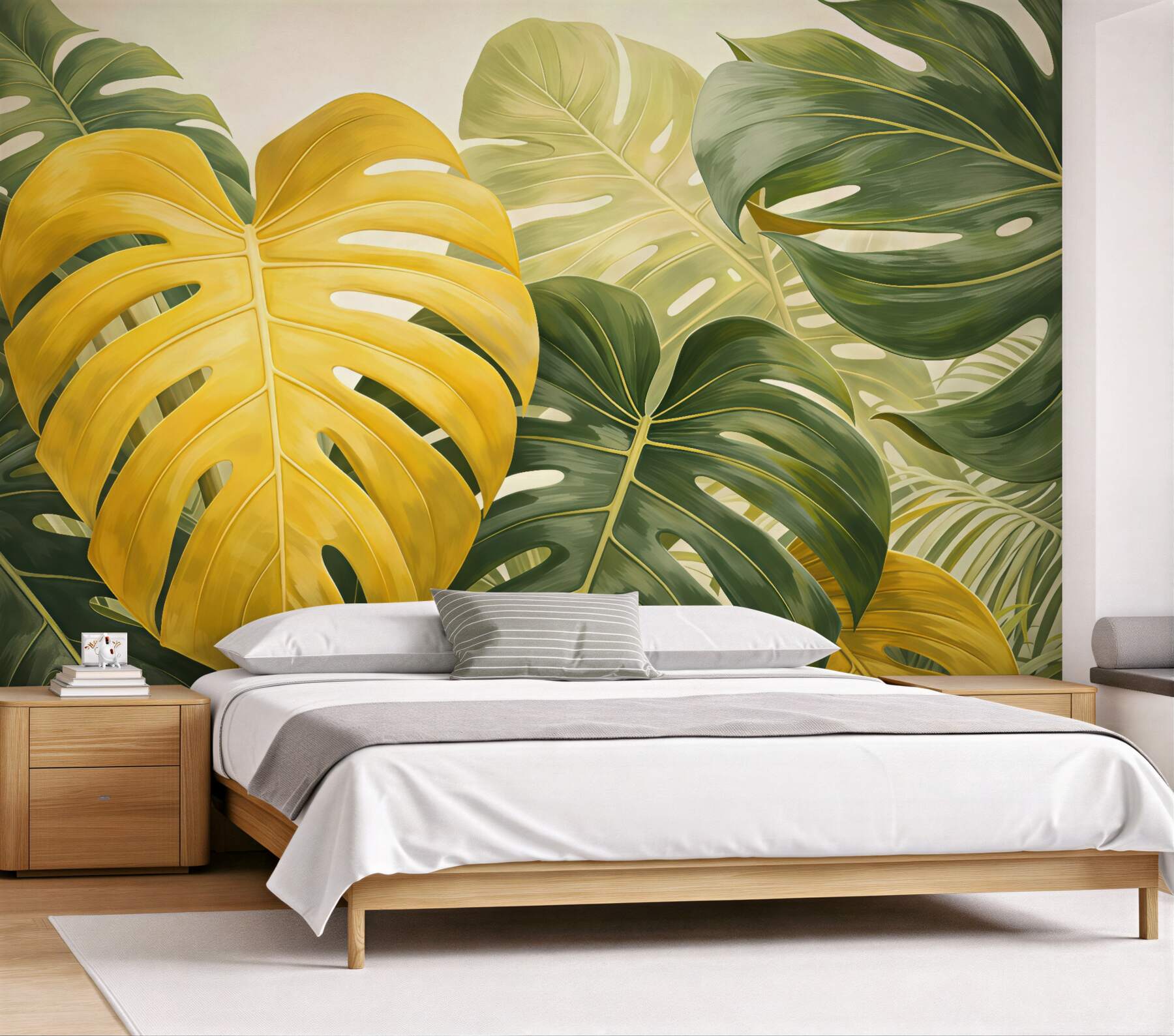 Fototapeta złota monstera w tropikalnej zieleni