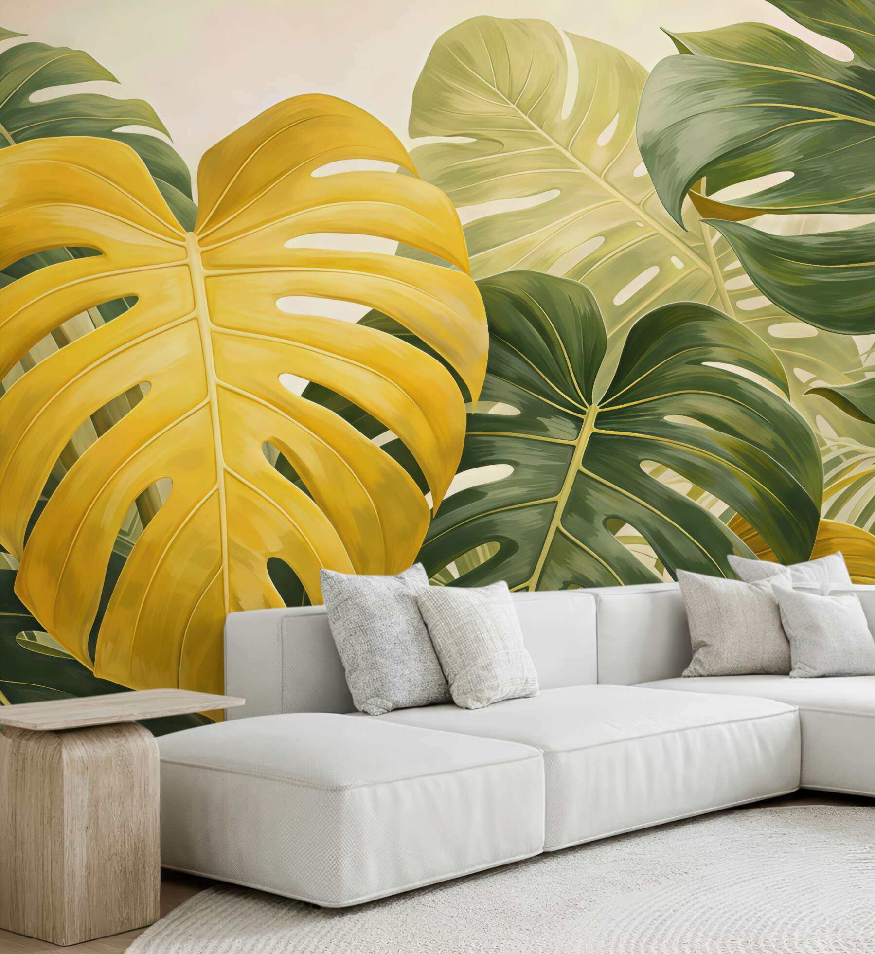 Fototapeta złota monstera w tropikalnej zieleni