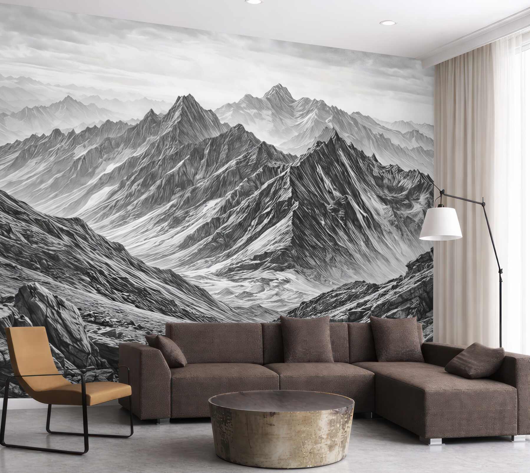 Fototapeta mglista panorama górskich szczytów
