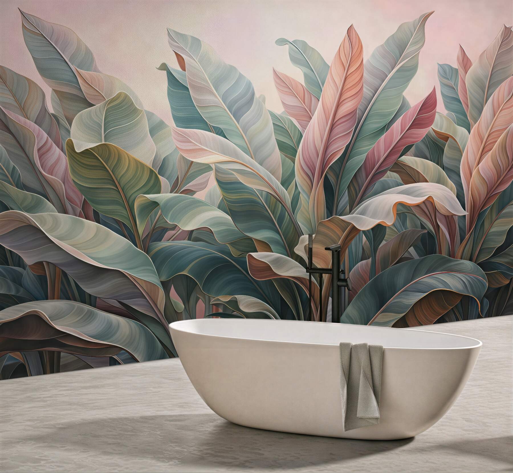 Fototapeta pastelowa tropikalna harmonia liści