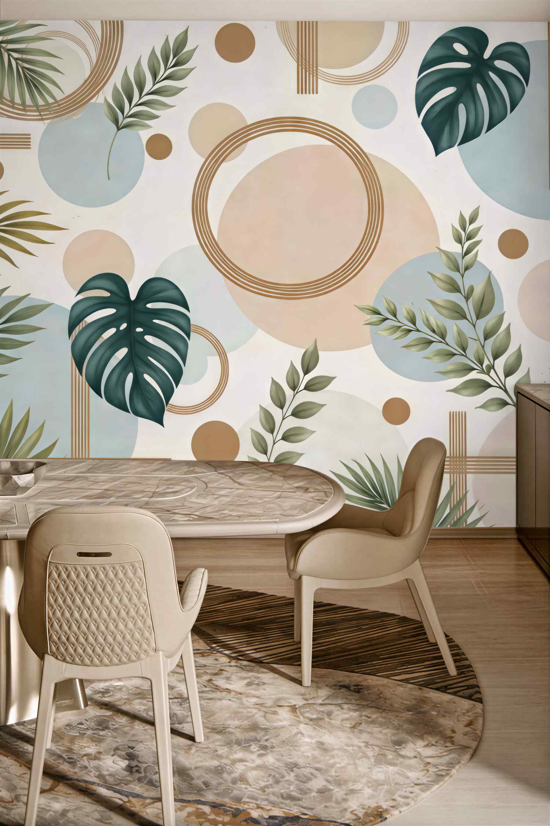 Fototapeta tropikalna geometria w pastelach