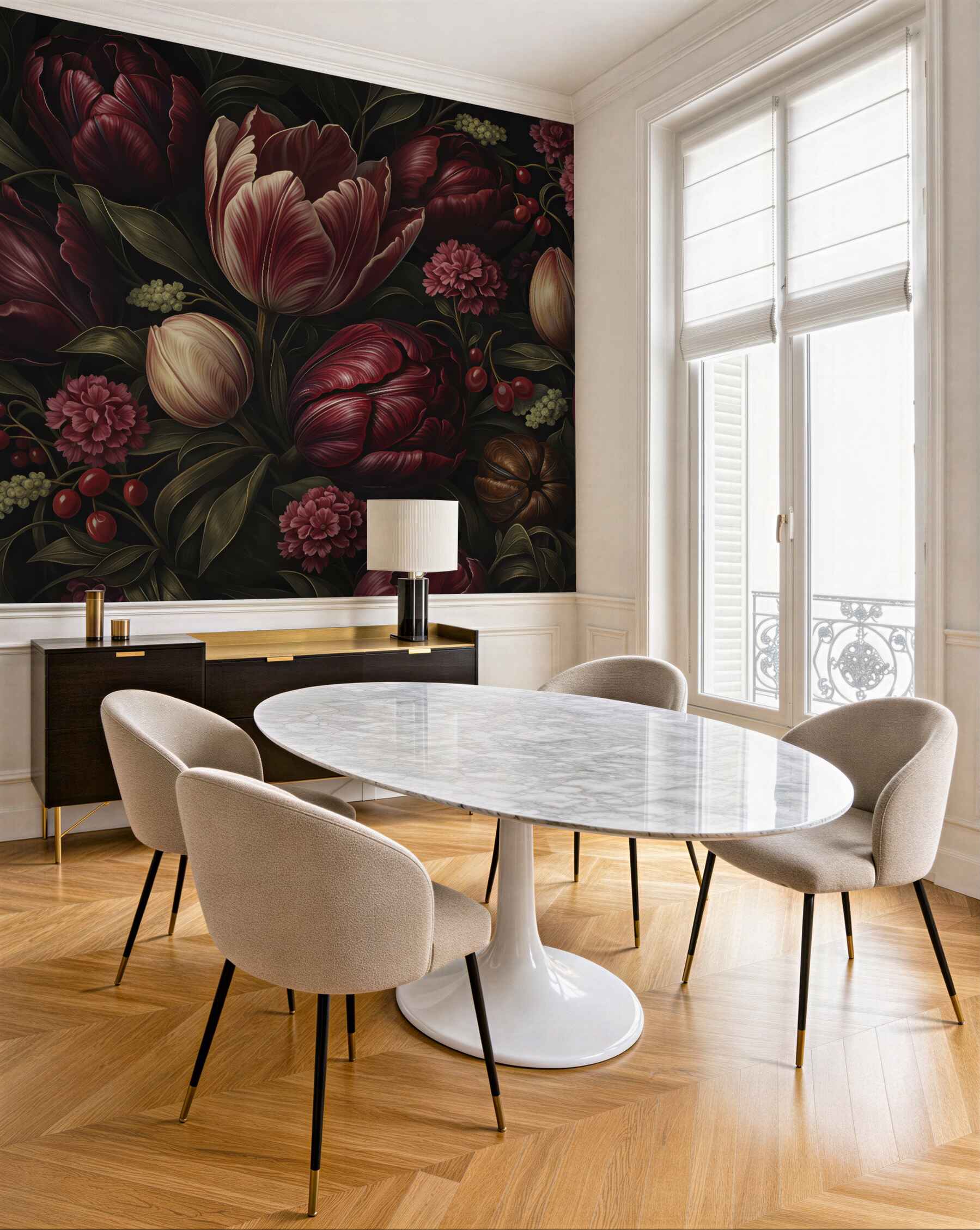Fototapeta mroczne tulipany w burgundzie