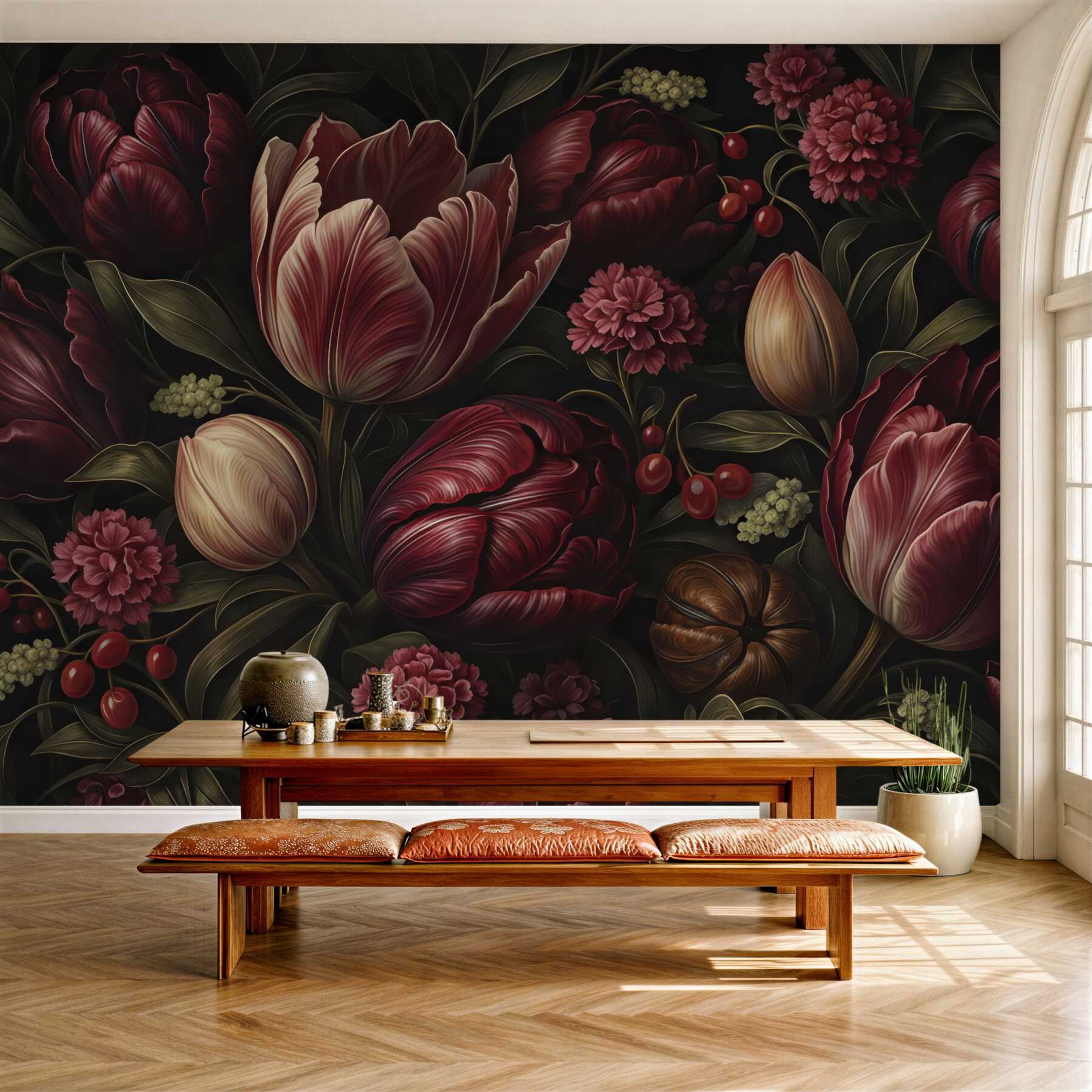 Fototapeta mroczne tulipany w burgundzie