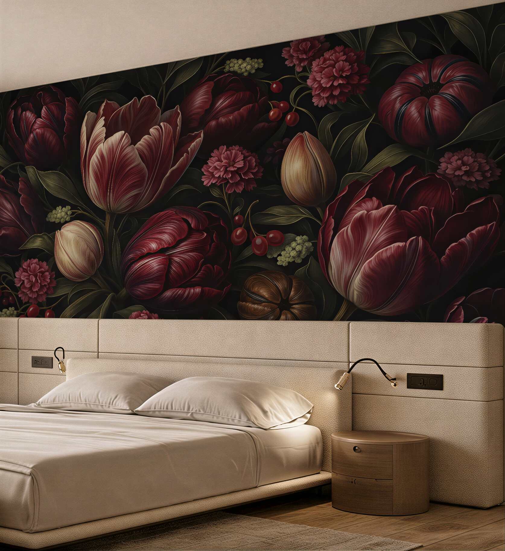 Fototapeta mroczne tulipany w burgundzie