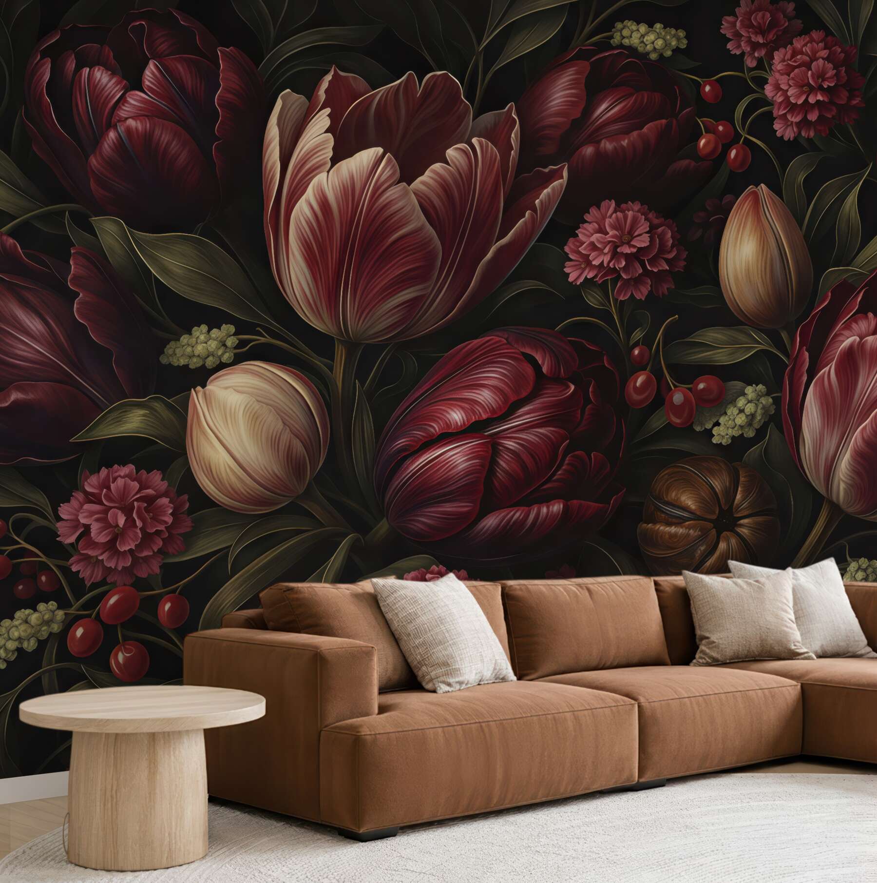 Fototapeta mroczne tulipany w burgundzie