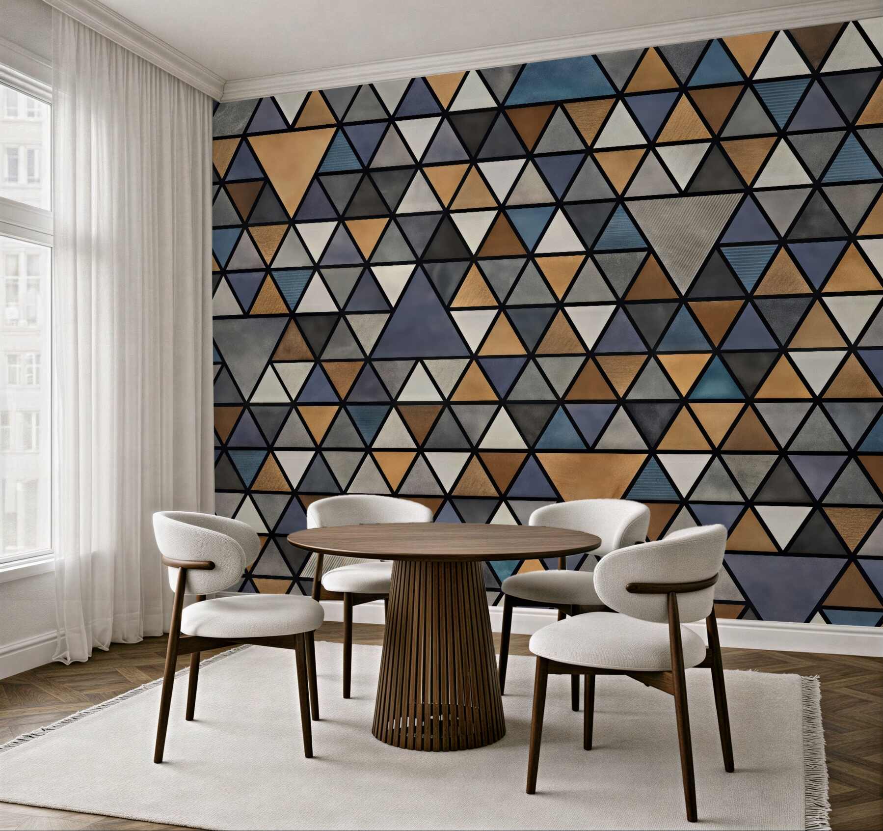 Fototapeta geometryczna mozaika trójkątów w złocie