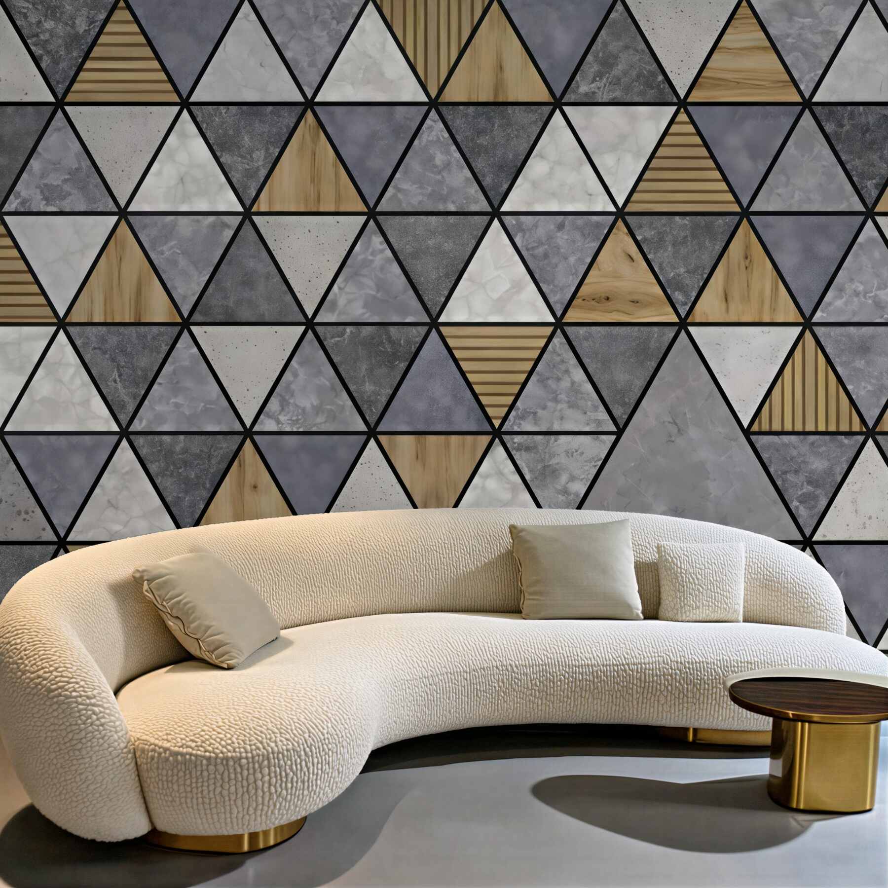 Fototapeta geometryczna mozaika drewna i marmuru