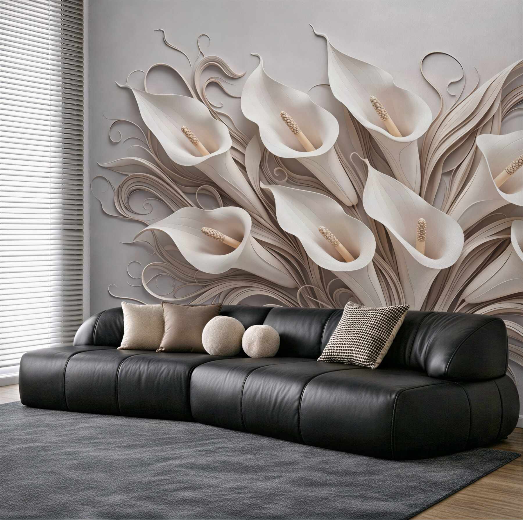 Fototapeta kremowe kalle w artystycznym splocie