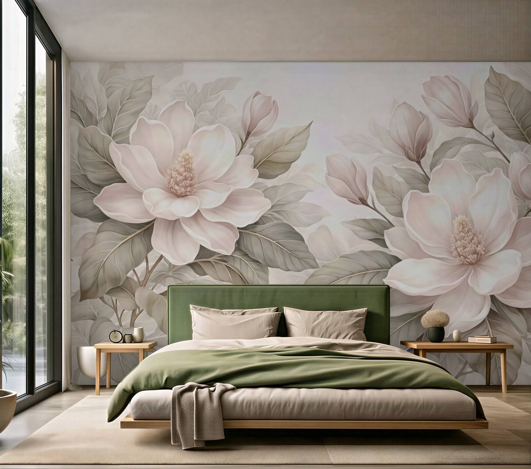 Fototapeta pudrowe magnolie w beżu