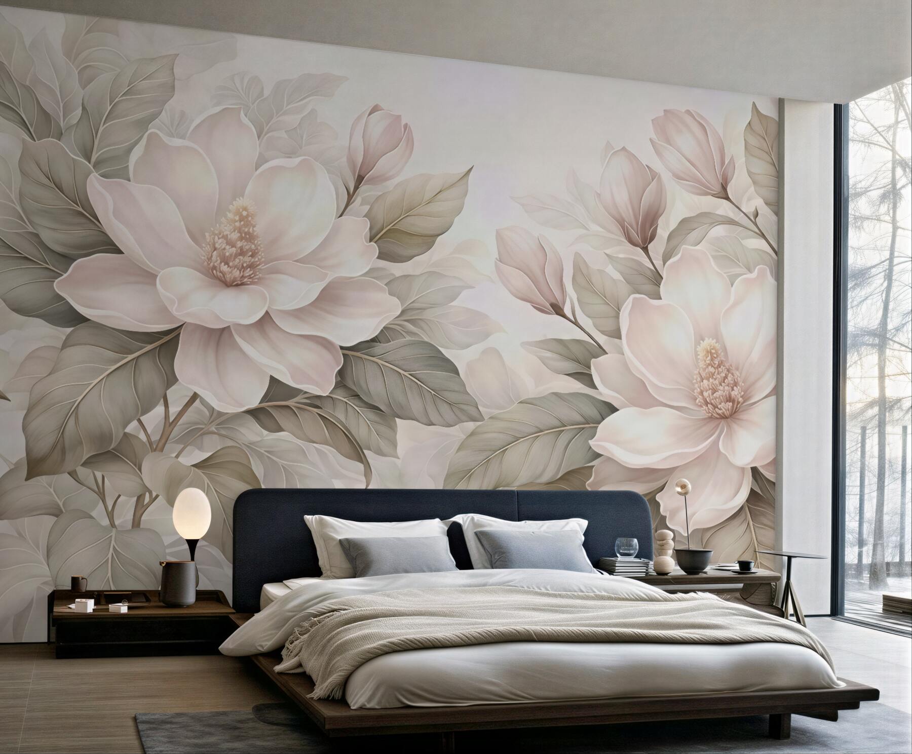 Fototapeta pudrowe magnolie w beżu