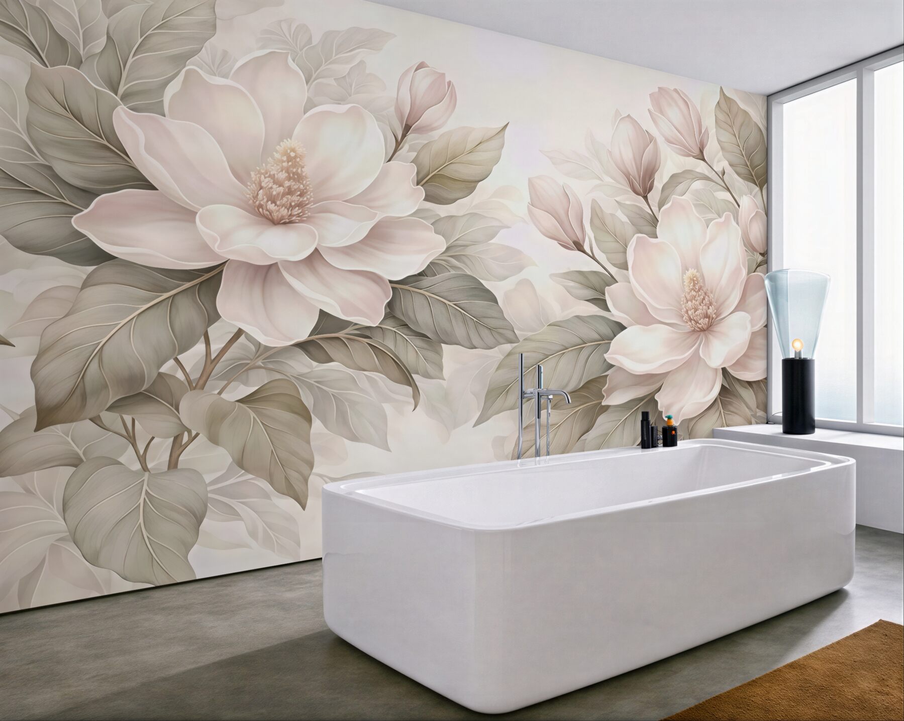 Fototapeta pudrowe magnolie w beżu
