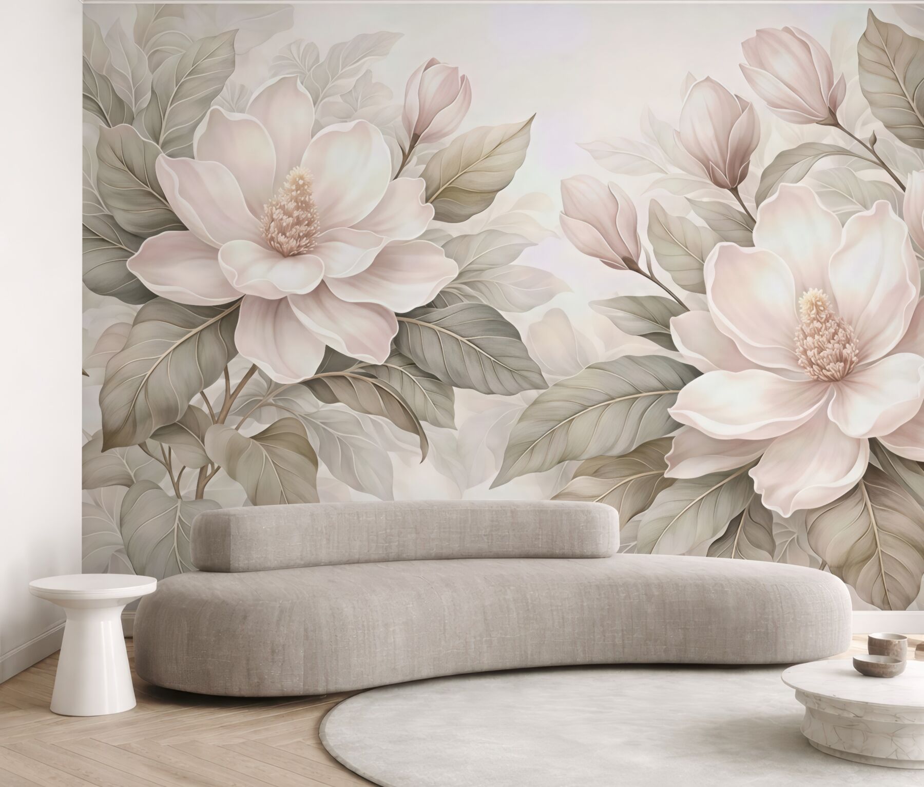 Fototapeta pudrowe magnolie w beżu