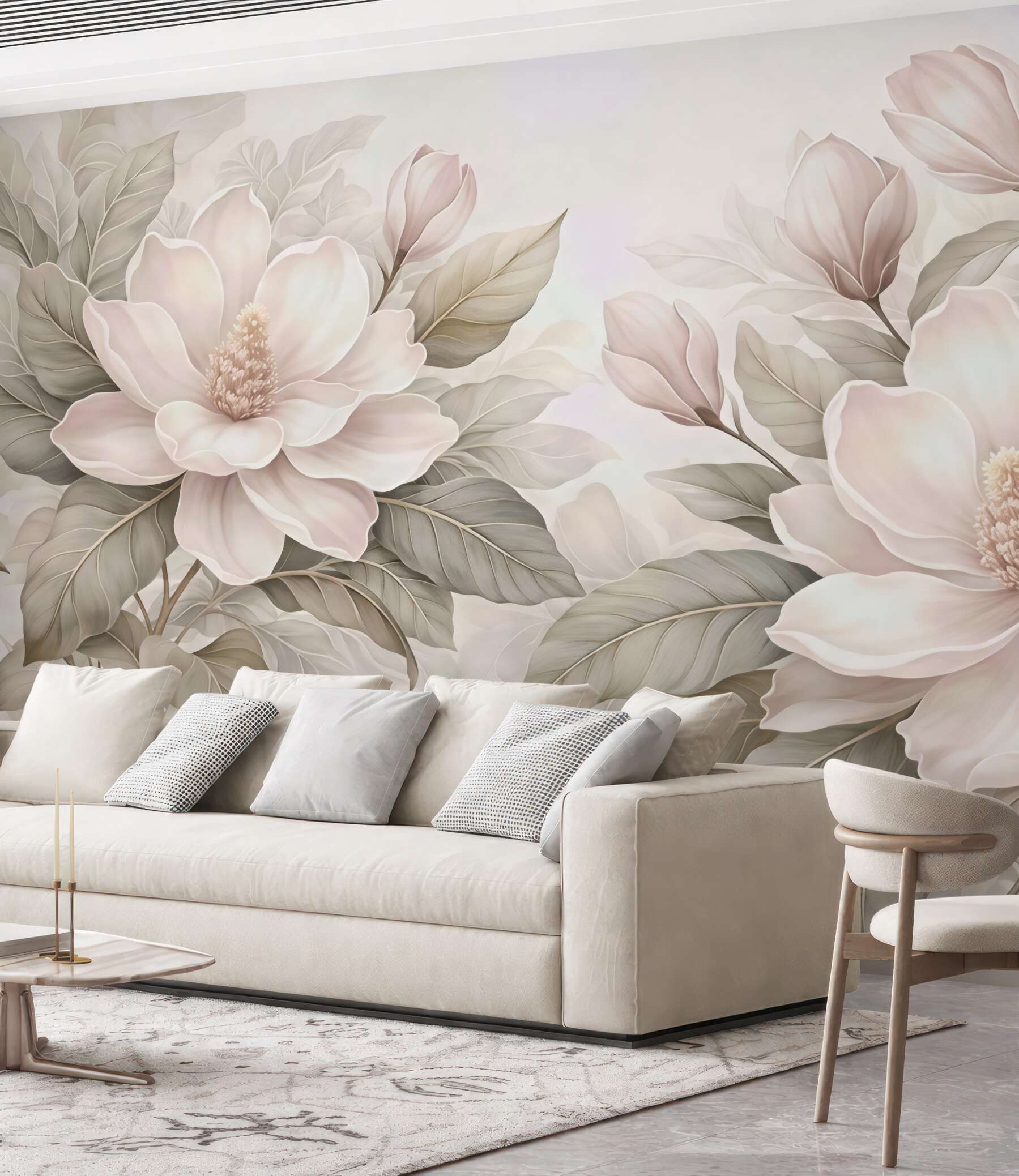 Fototapeta pudrowe magnolie w beżu