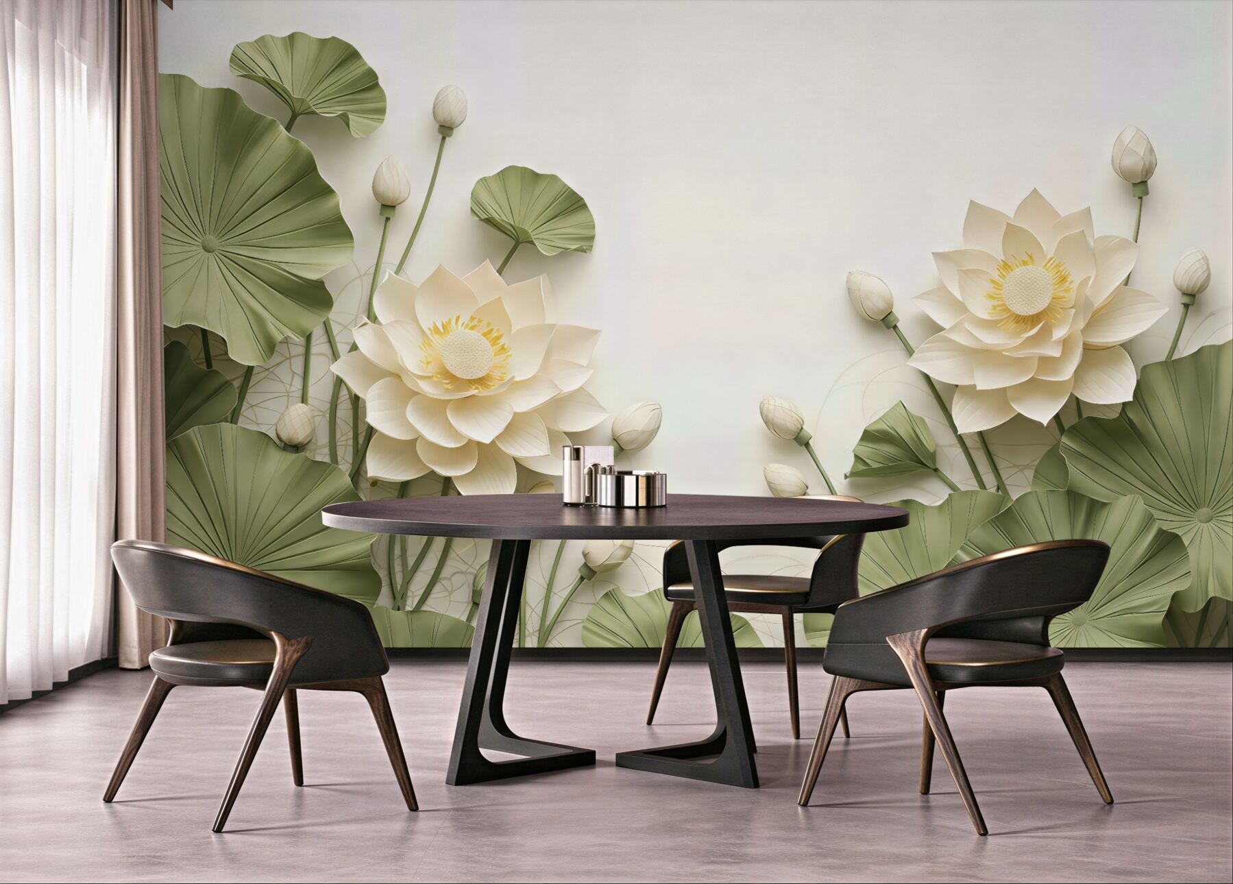 Fototapeta kremowe lotosy w harmonii