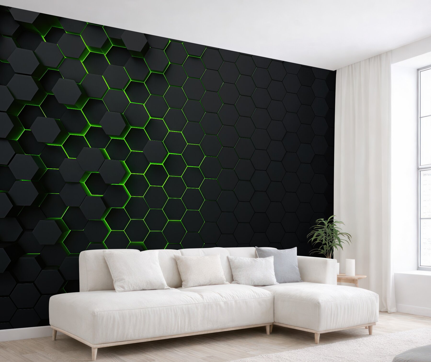 Fototapeta neonowy heksagon ciemnej przestrzeni