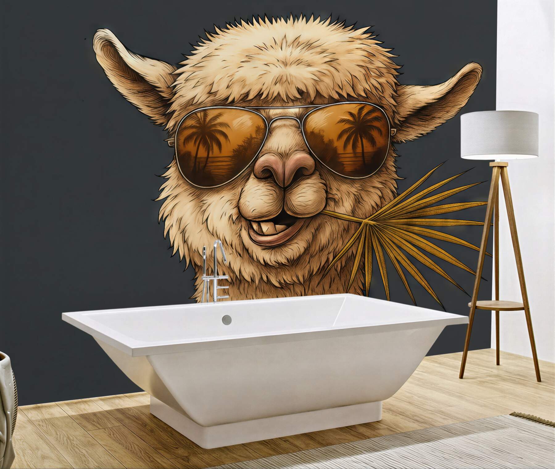 Fototapeta llama hola w tropikalnym stylu