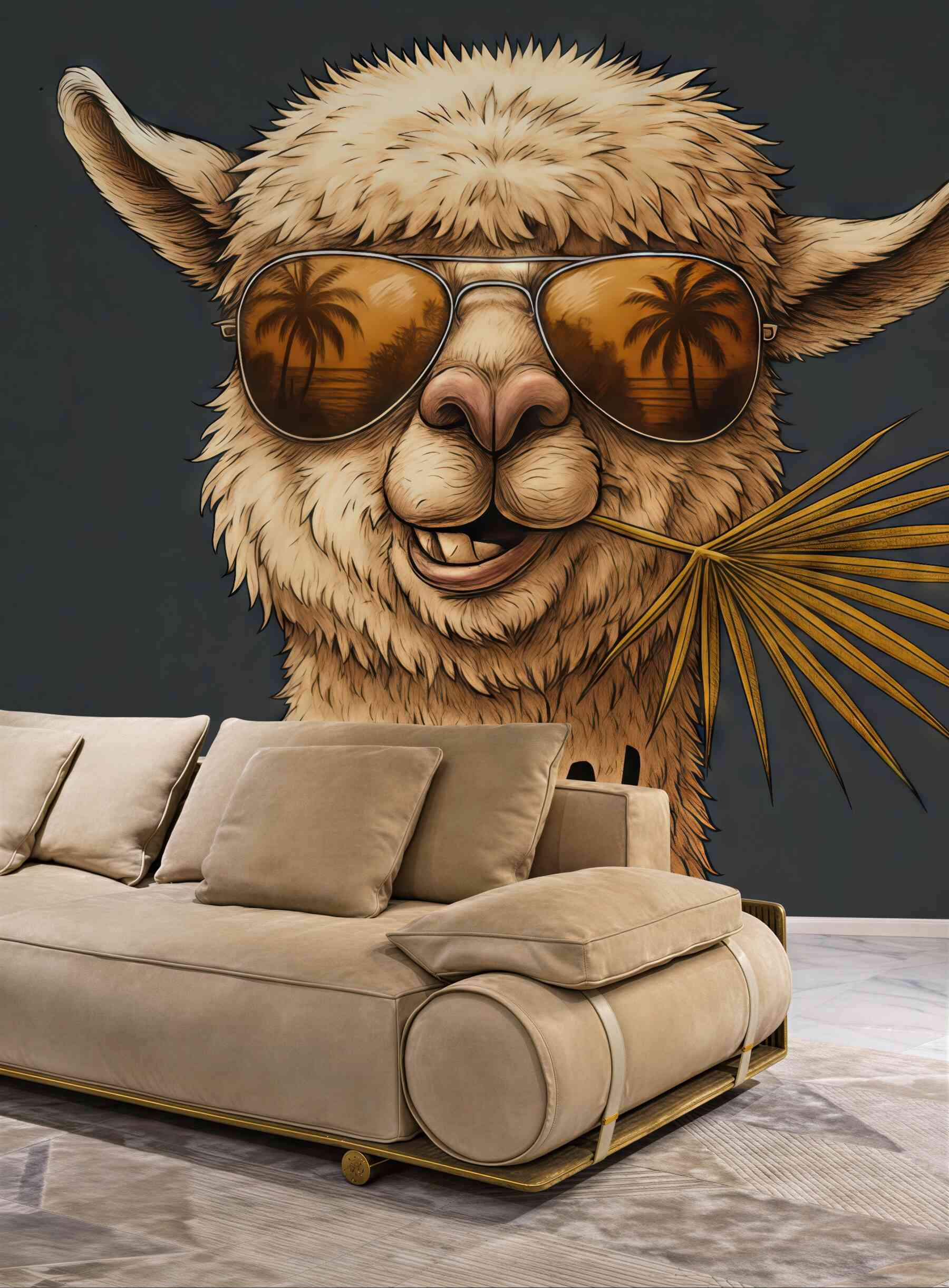 Fototapeta llama hola w tropikalnym stylu