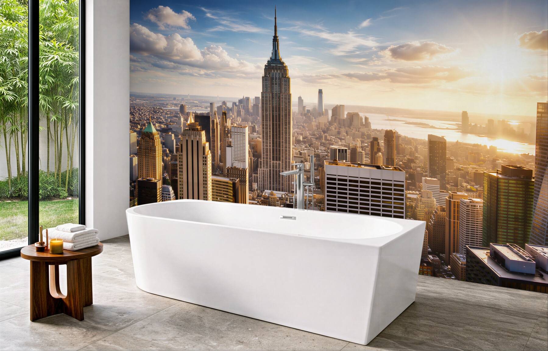 Fototapeta Nowy Jork panorama z Empire State Building w promieniach słońca