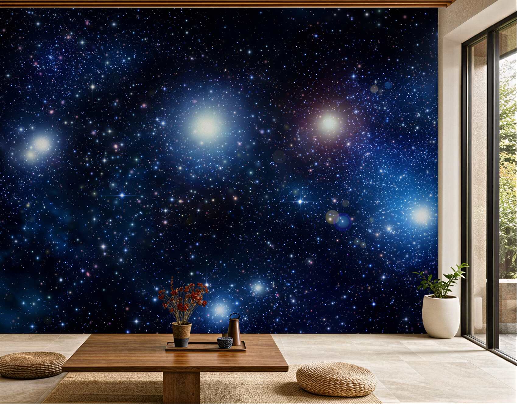 Fototapeta gwiaździste niebo kosmos granatowy do pokoju dziecięcego