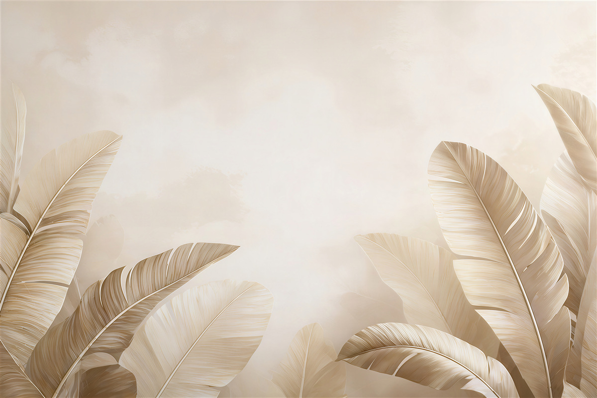 Fototapeta liście bananowca beżowe subtelne w stylu tropical chic