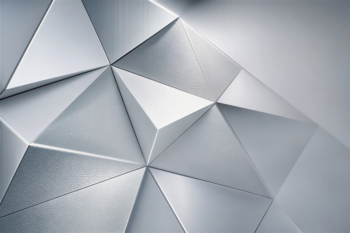 Fototapeta geometryczne trójkąty 3D srebrnoszare nowoczesne