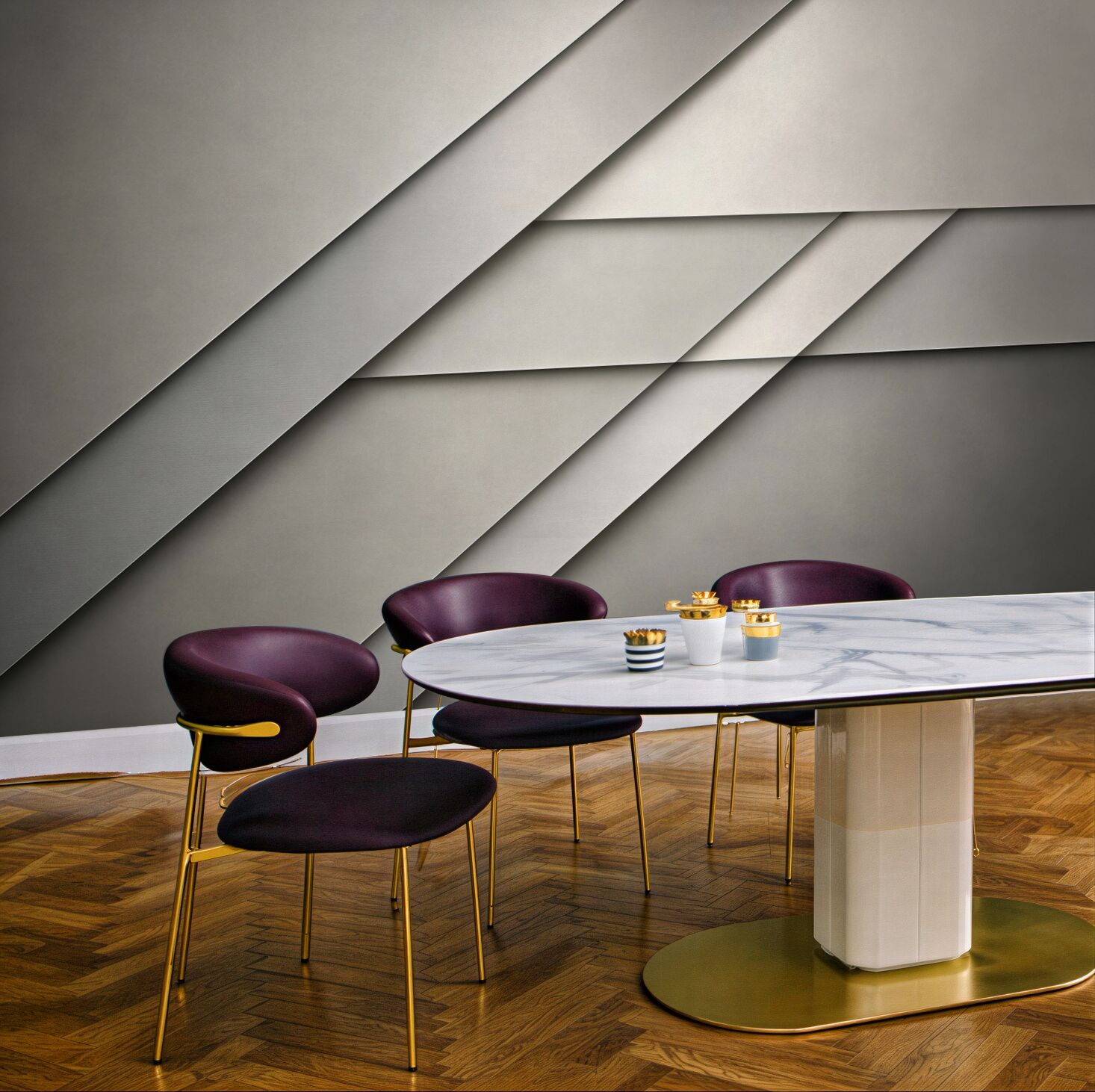 Fototapeta geometryczna abstrakcja 3D beżowo szara nowoczesna