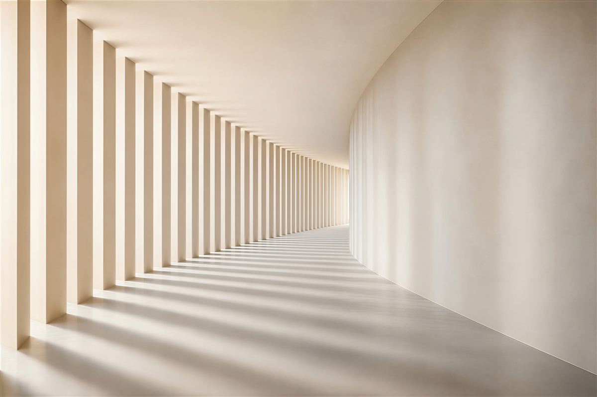 Fototapeta nowoczesny korytarz architektoniczny beżowy 3D minimalistyczny
