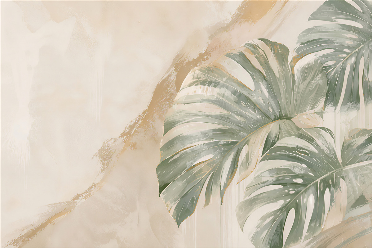 Fototapeta monstera zielona na jasnym tle nowoczesna botaniczna