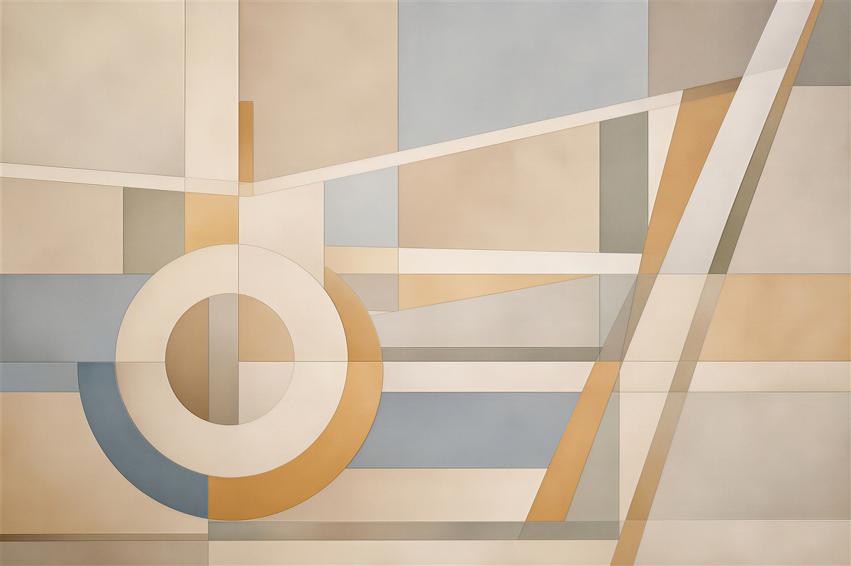 Fototapeta abstrakcyjne figury geometryczne beżowo błękitne nowoczesne