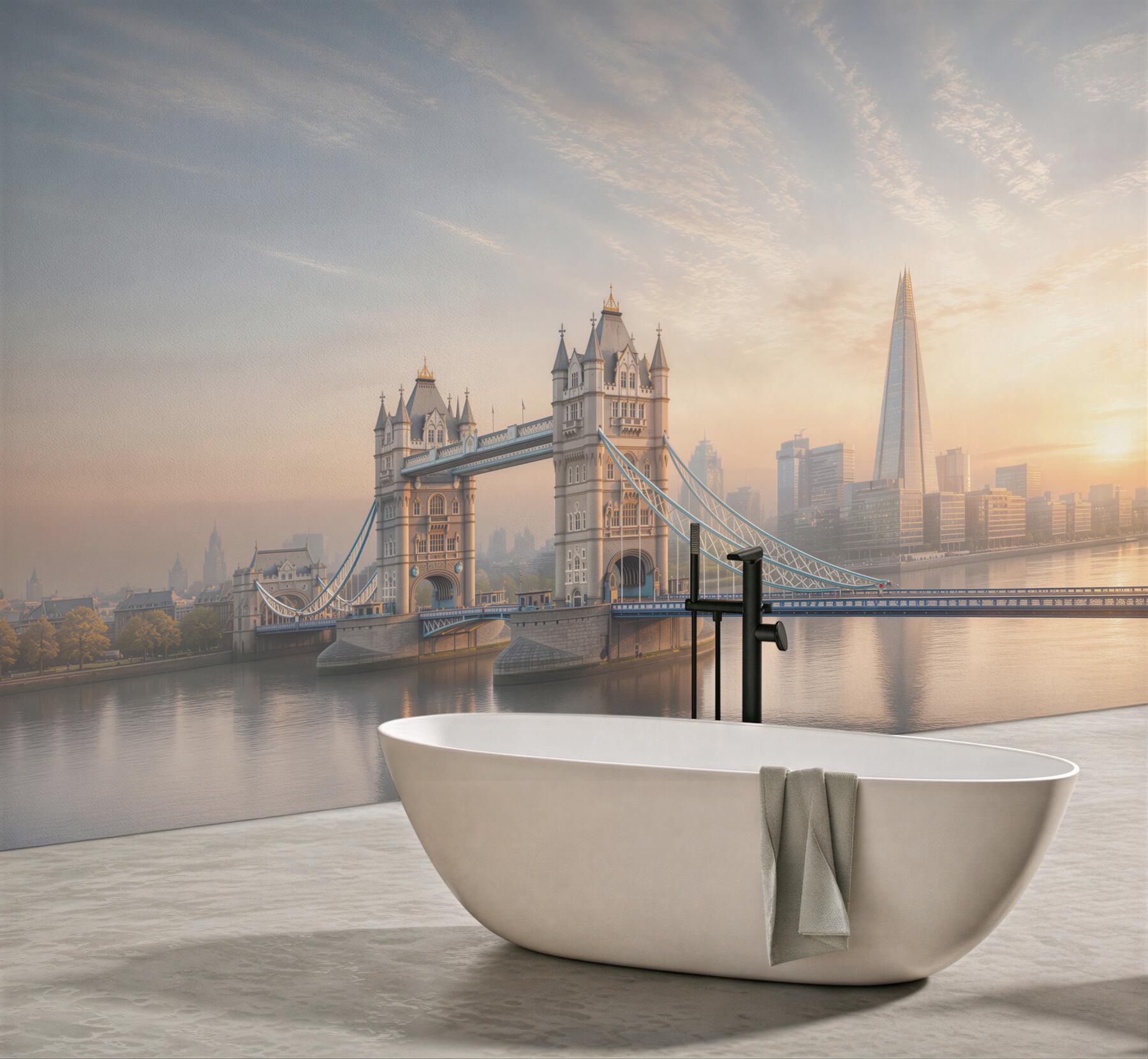 Fototapeta Tower Bridge w Londynie o wschodzie słońca panoramiczna miejska