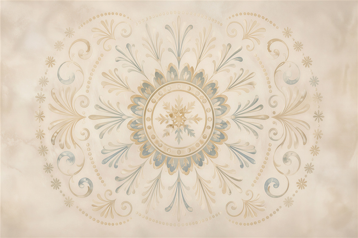Fototapeta ornament mandala beżowo błękitna subtelna elegancja