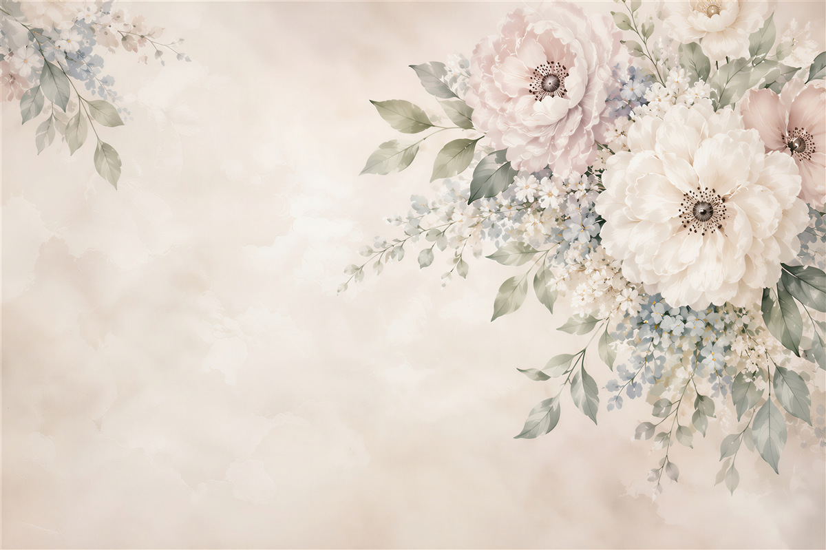 Fototapeta kwiaty peonie i anemony pastelowe eleganckie