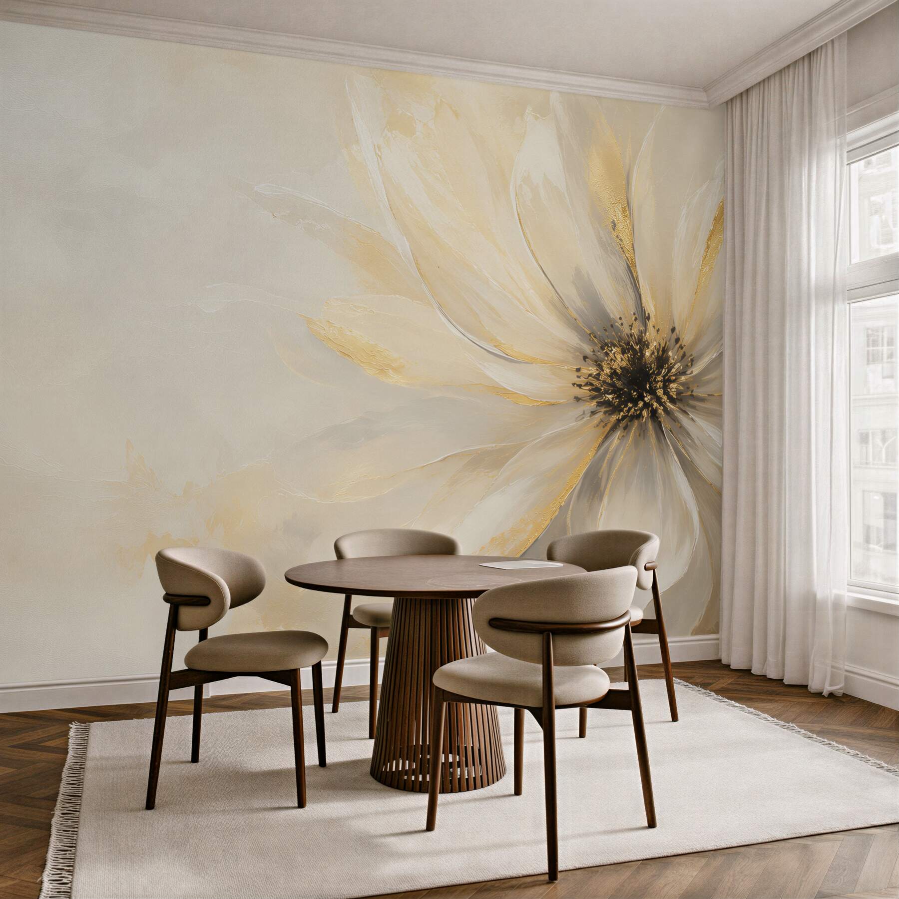 Fototapeta kwiat magnolii kremowo złoty elegancki do salonu