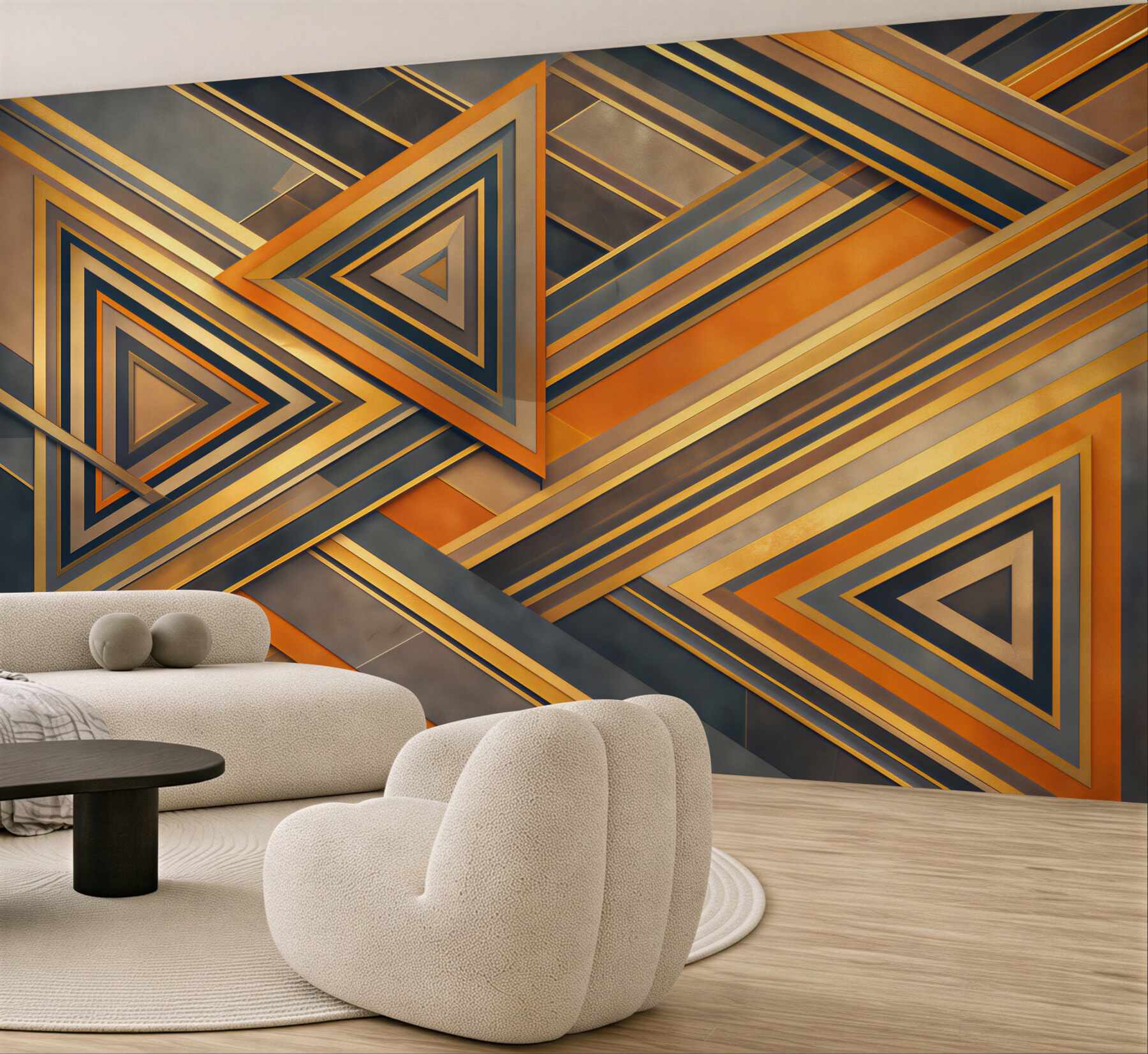Fototapeta abstrakcyjne trójkąty złoto grafitowe w stylu art deco