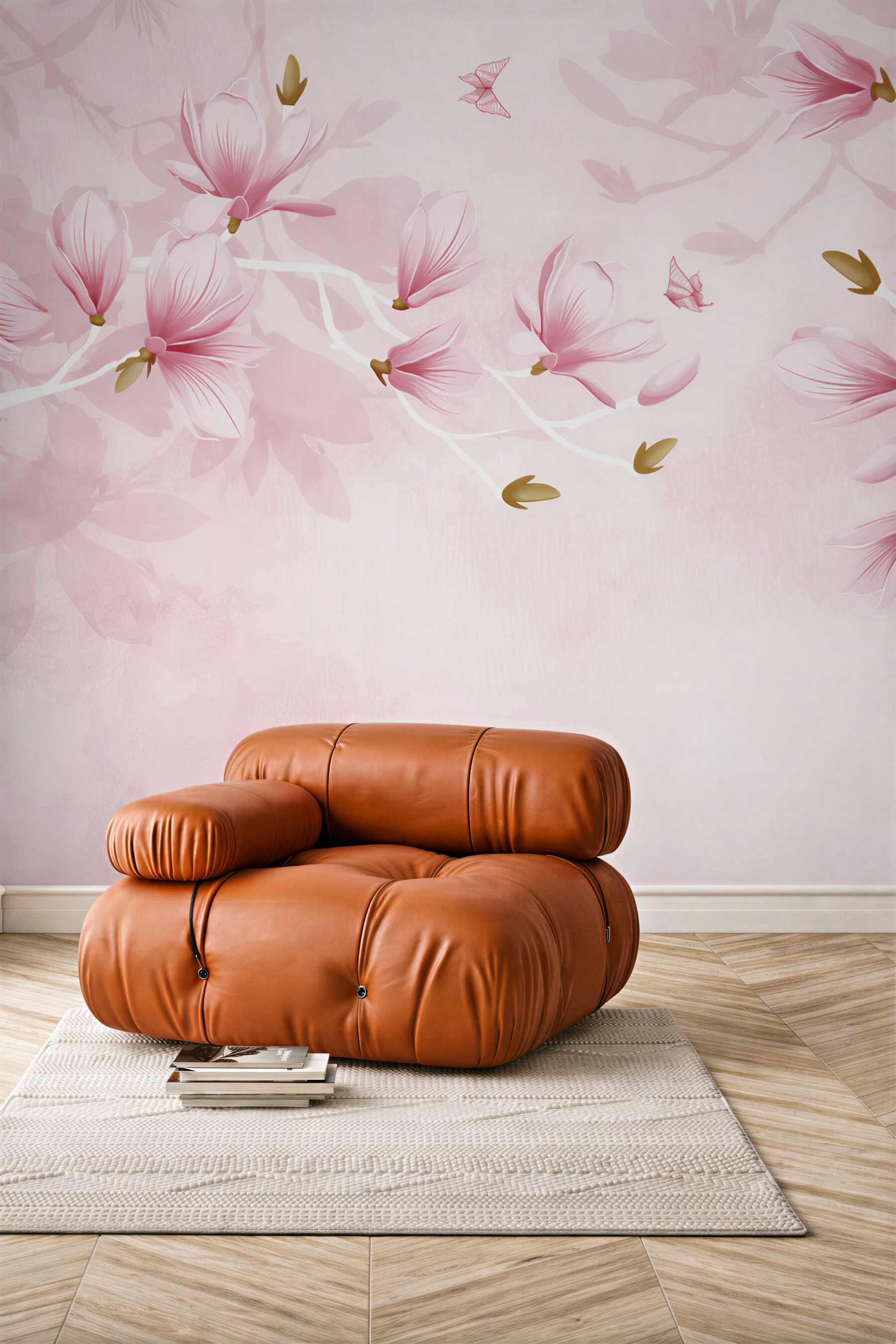 Fototapeta pastelowe magnolie różowe delikatne do sypialni