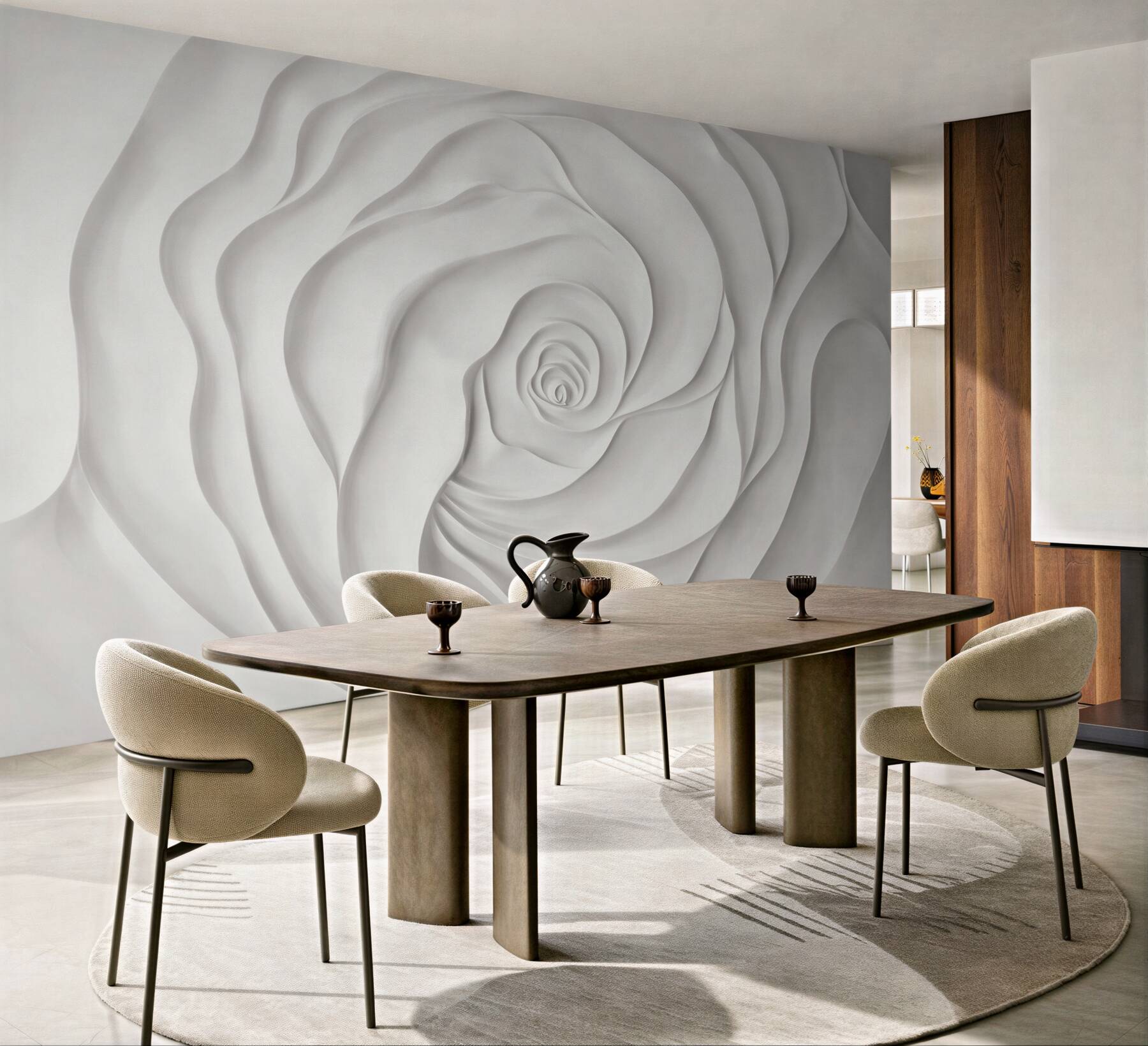 Fototapeta biała róża 3D elegancka minimalistyczna