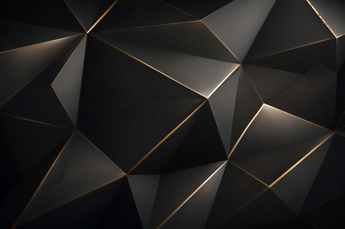 Fototapeta czarna geometria 3D ze złotymi liniami nowoczesna loftowa
