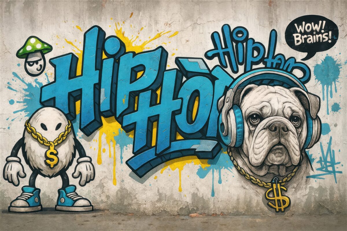 Fototapeta hiphopowy buldog w miejskim graffiti