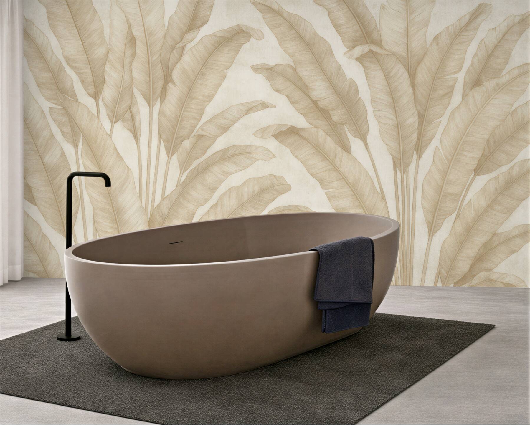 Fototapeta subtelne beżowe liście bananowca