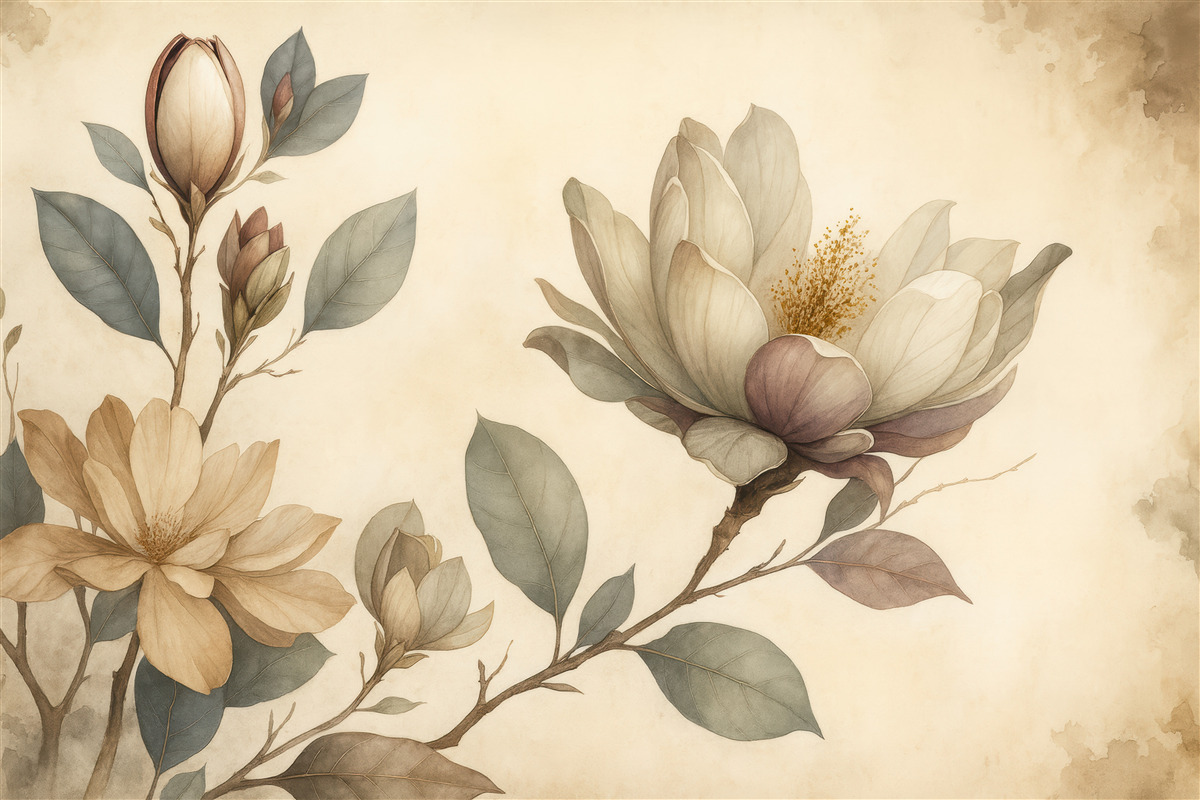 Fototapeta subtelne magnolie w stylu vintage