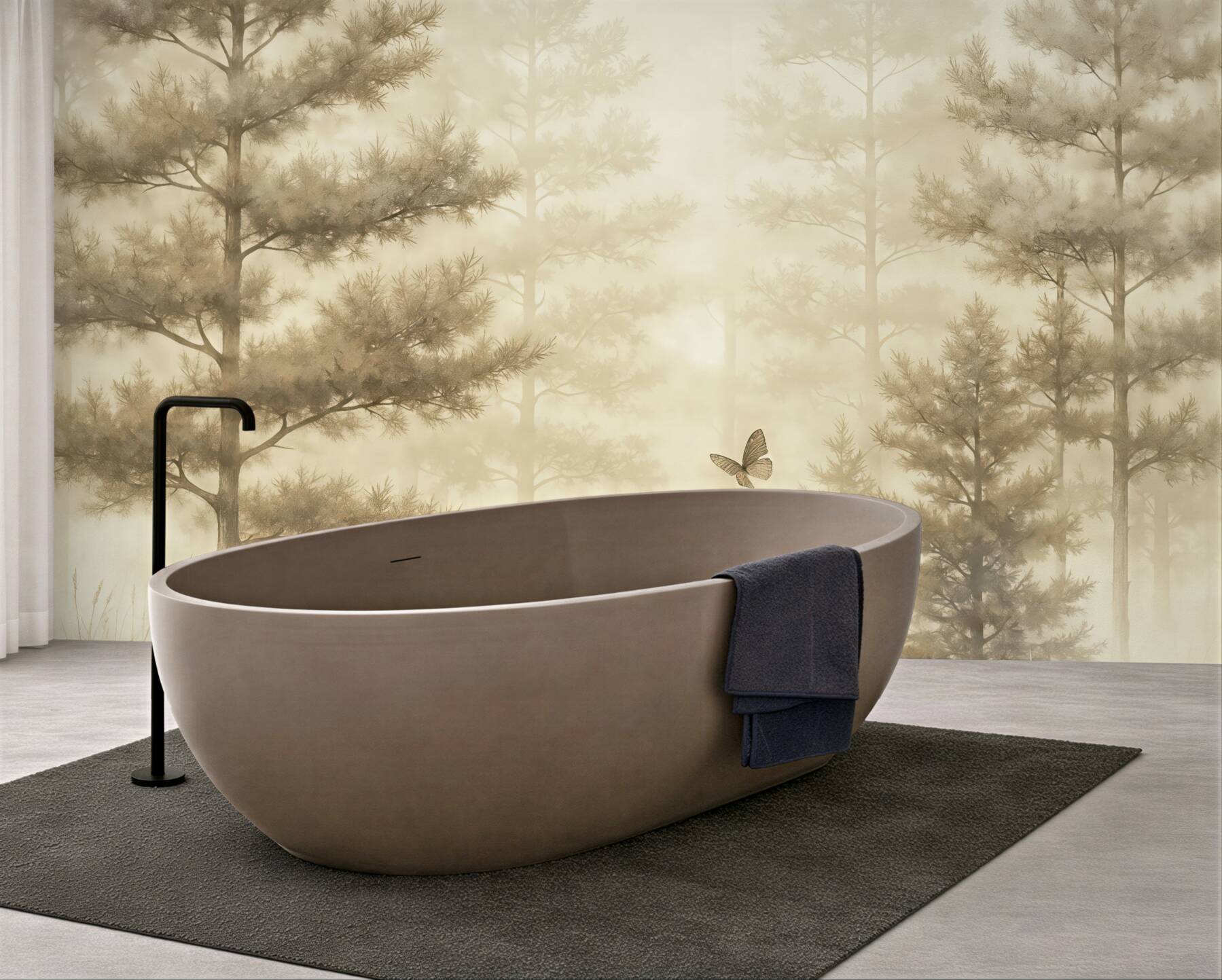 Fototapeta leśna mgła z królikami i motylami