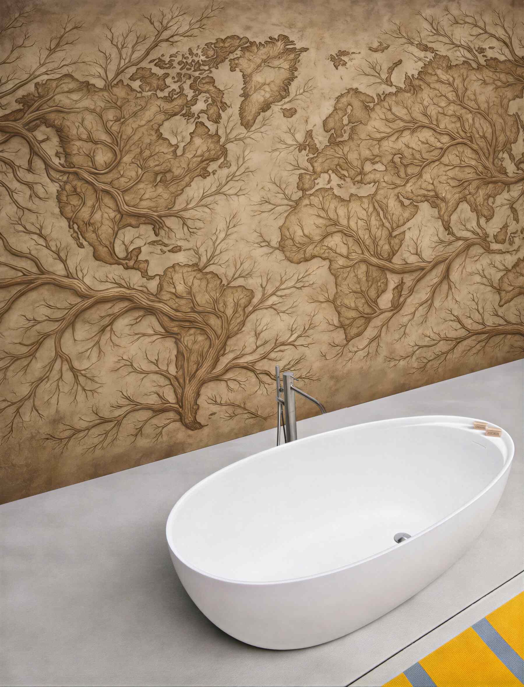 Fototapeta stara mapa świata z korzeniami drzew