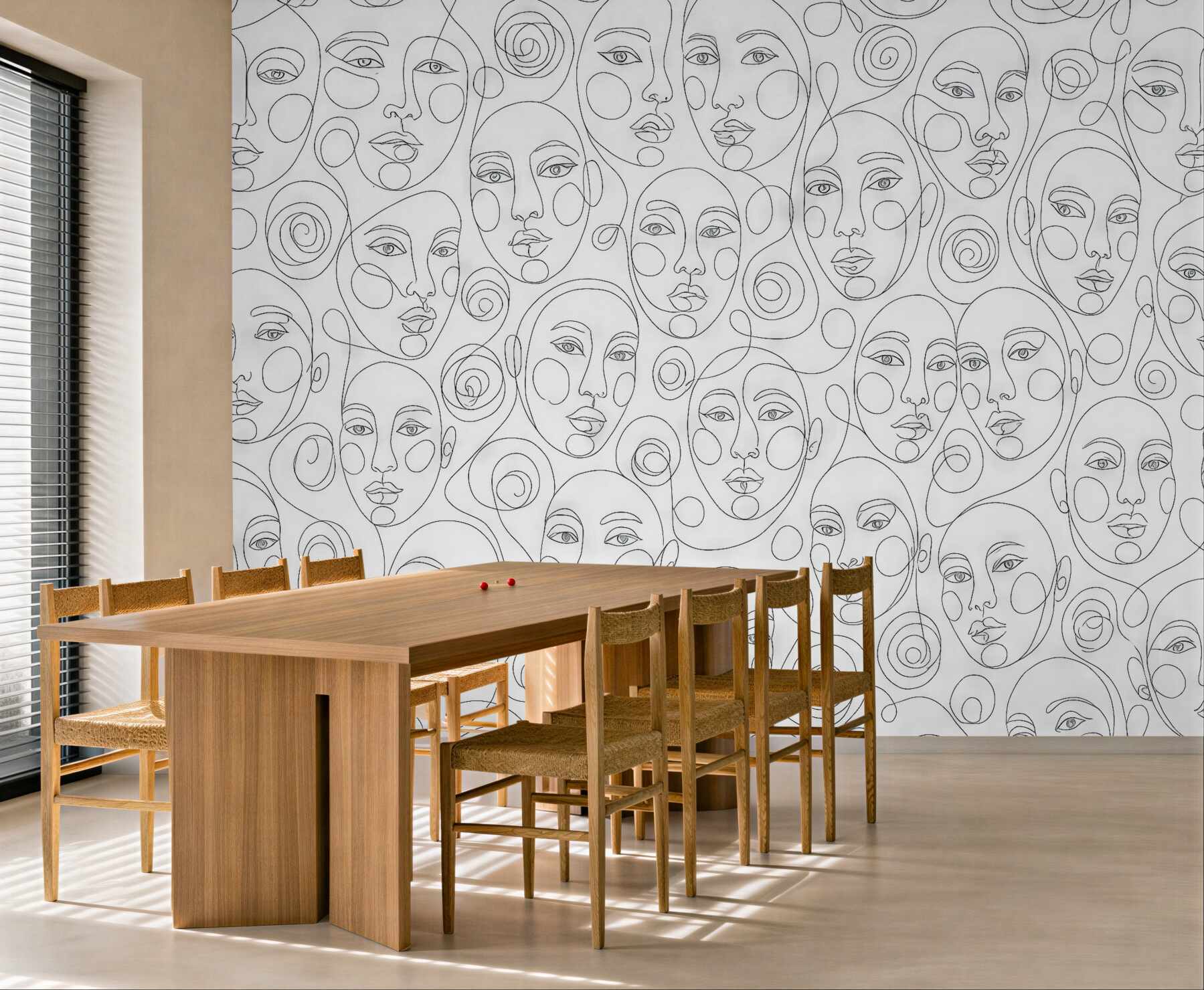 Fototapeta abstrakcyjne twarze w linearnym szkicu