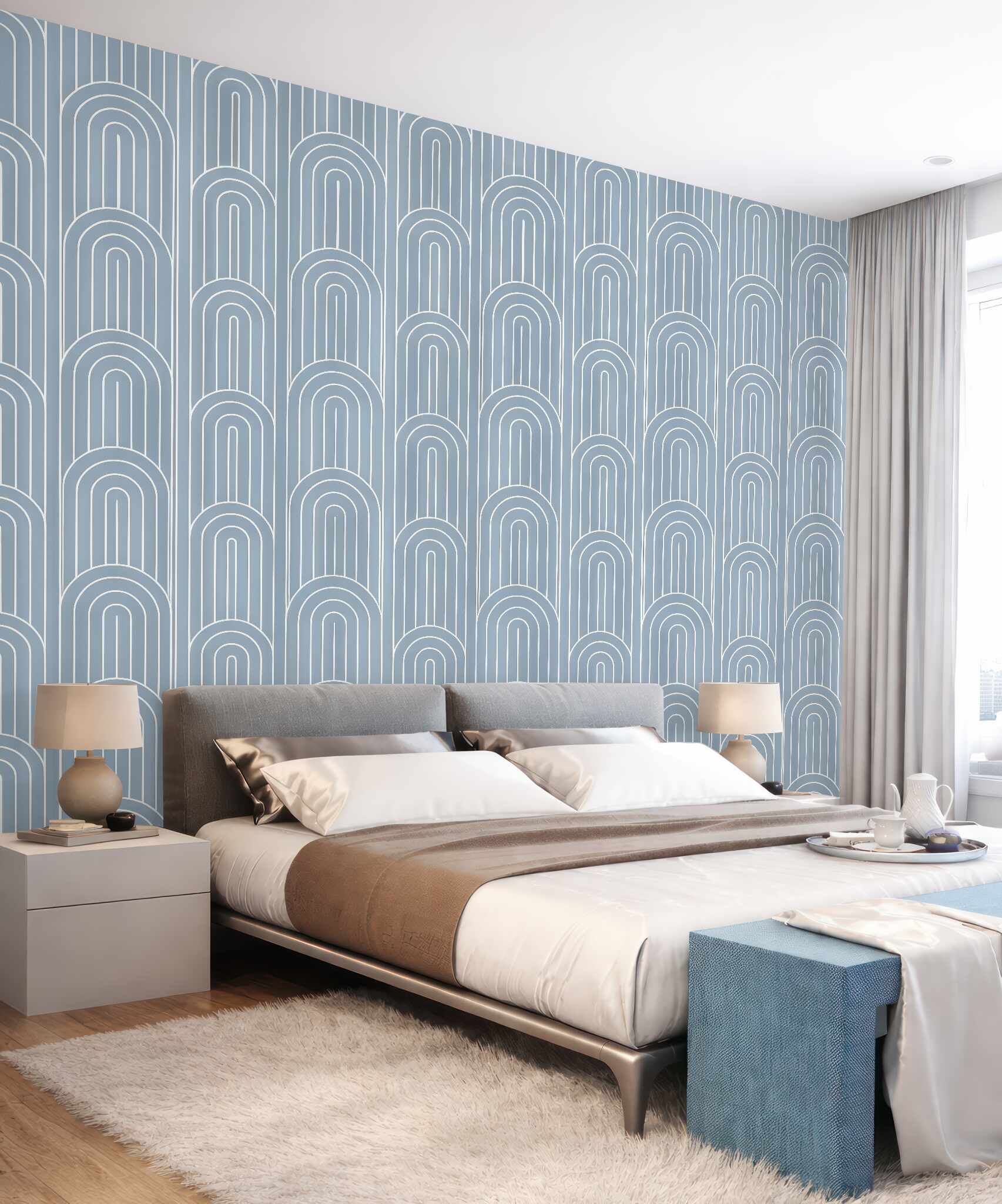 Fototapeta błękitne łuki w stylu art déco