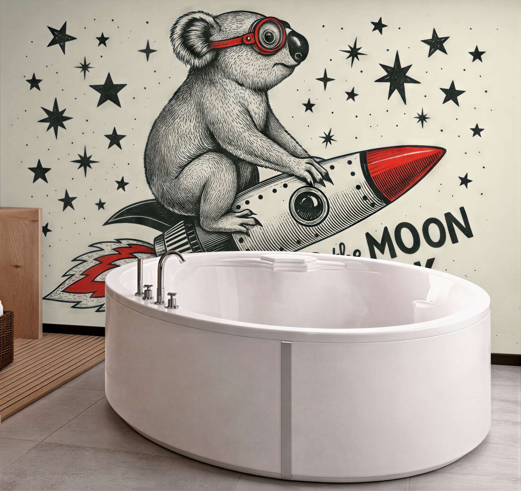 Fototapeta koala w rakiecie pośród gwiazd