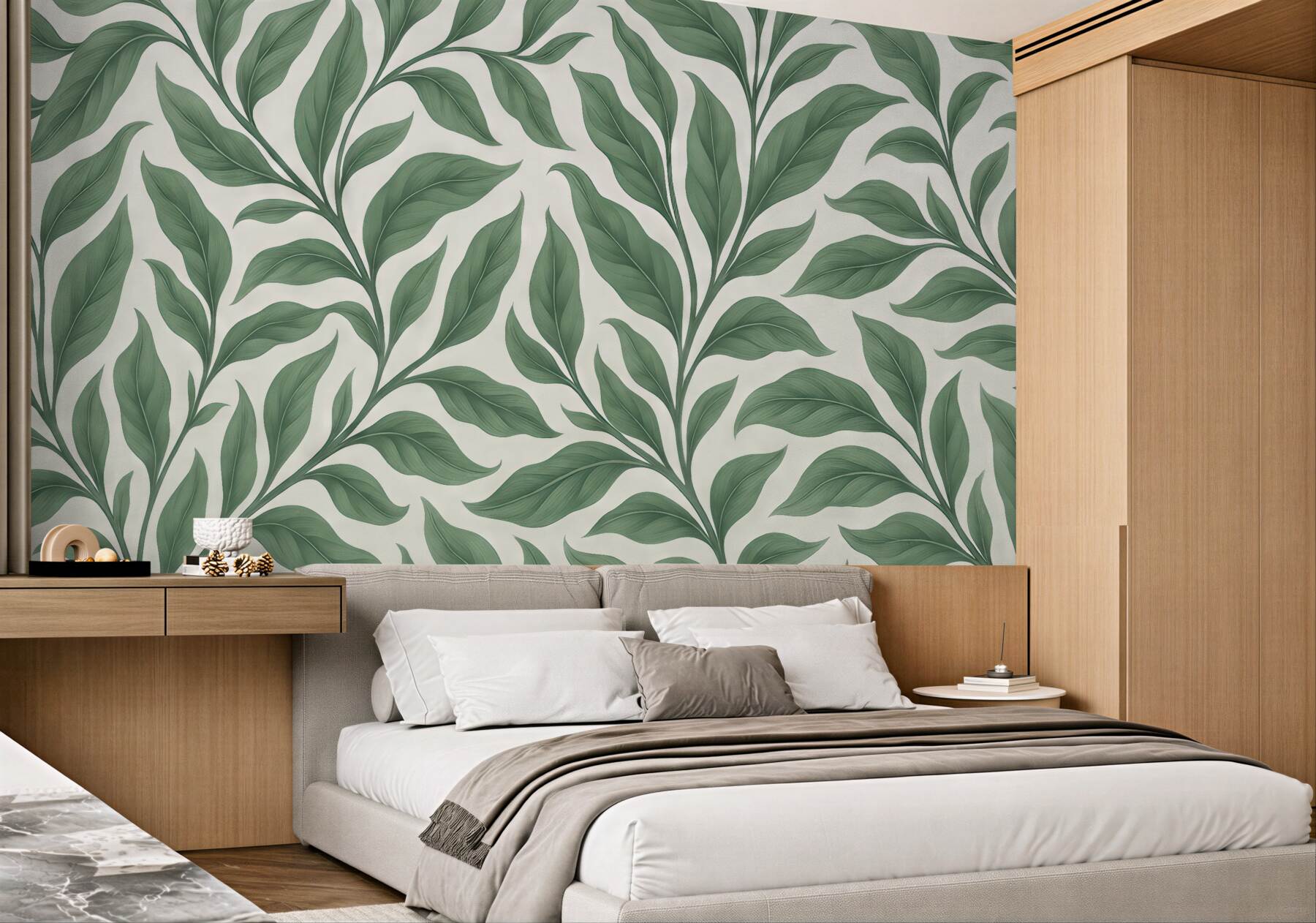 Fototapeta zielone liście w botanicznym stylu