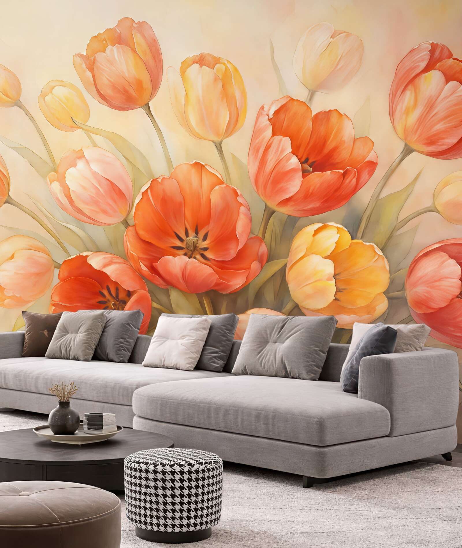 Fototapeta malarskie tulipany w pastelowym bukiecie