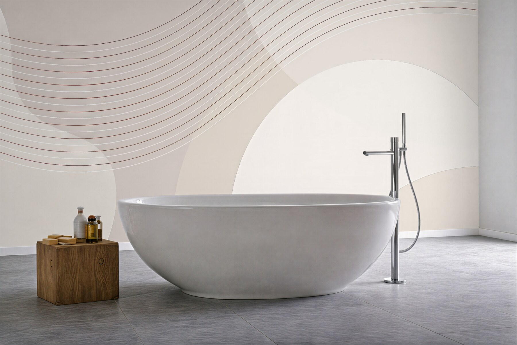 Fototapeta minimalistyczne beżowe łuki i linie