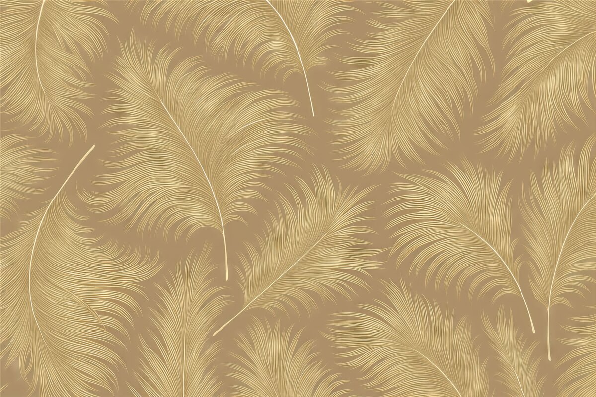 Fototapeta złote pióra w beżowej harmonii