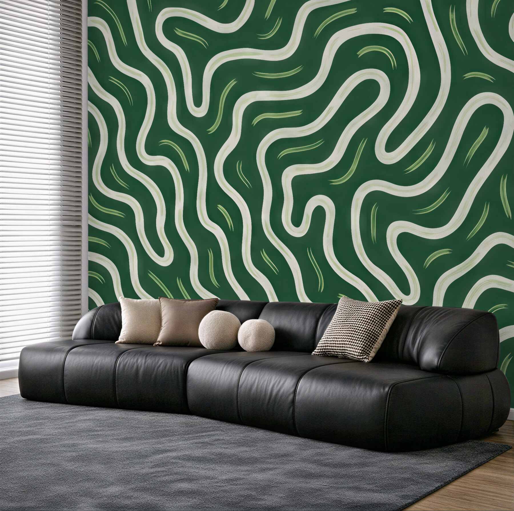 Fototapeta zielony abstrakcyjny labirynt fal